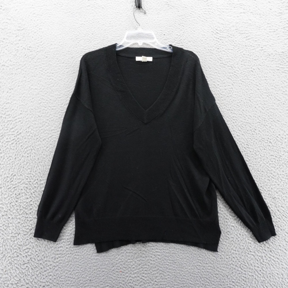 Treasure Bond Black V Neck Long Sleeve Sweater Size Small Wool Blend NEW